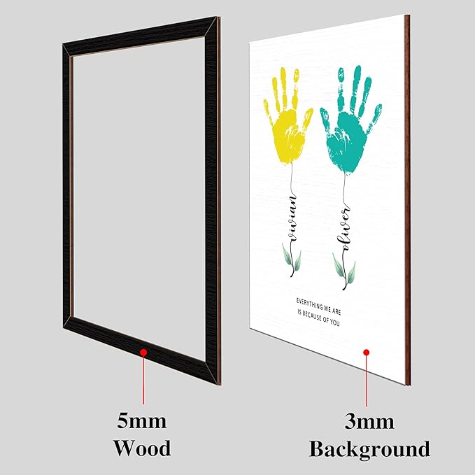 Personalized Mothers Day Handprint Gift, Kids Art Frame with Paint, Family Handprint Kit, Custom Art Craft Keepsake Sign, Gifts for New Parents, Mom, Grandma Nana, Nursery Home Decor
