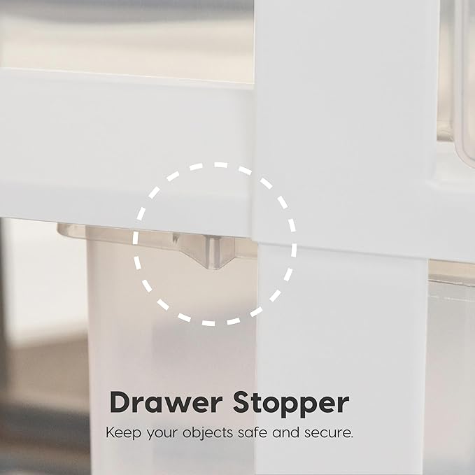 IRIS USA 6 Qt. Small Plastic Stacking Drawer, Stackable Storage Organizer Unit with Sliding Drawer for Bedroom Kitchen Under Sink Pantry Craft Room Dorm Office, White, 4-Pack