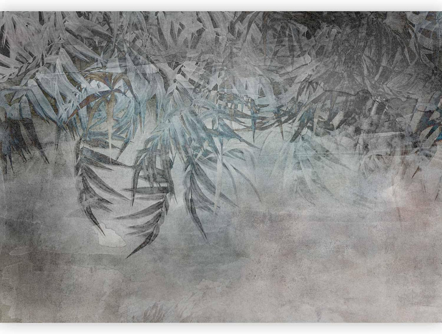 artgeist Wall Mural Leaves 79x55 in - XXL Non-Woven Wallpaper Fleece Wall Decor Photo Print Picture Image Design Palm Leaves Concrete Nature Grey b-C-10103-a-a