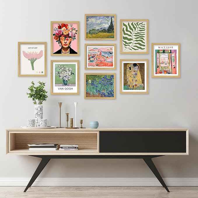 Vintage Eclectic Wall Art, Colorful Bohemian Gallery Wall Art, Retro Maximalist Decor Aesthetic, Funky Eclectic Gallery Wall Art Prints for Bedroom, Famous Artist Painting Pictures 8x10in (Unframed)