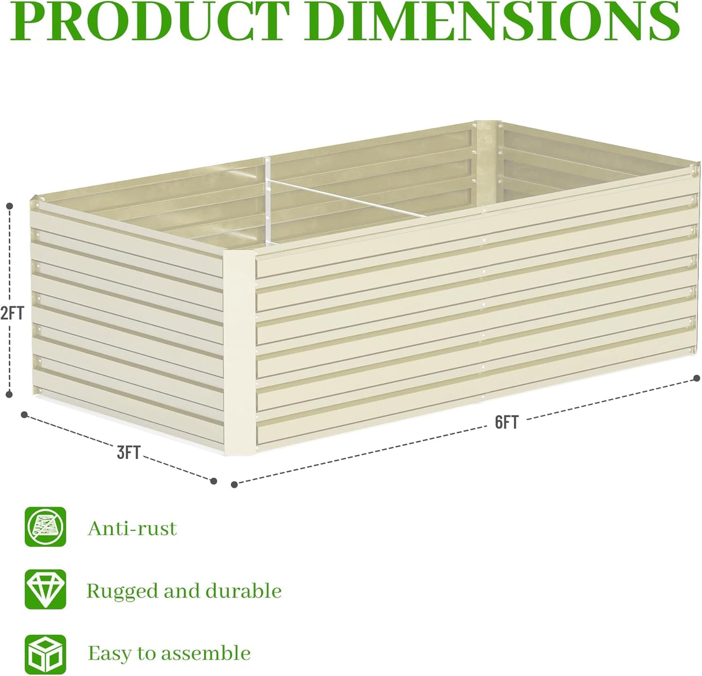 6x3x2 ft Raised Garden Bed, Large Metal Planter Raised Beds, Planters for Outdoor Plants for Vegetables, Flowers, Herbs, Fruits, and Succulents.(2 Pcs, Yellow)