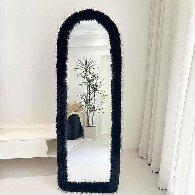 Fluffy Mirror Frame Cover for Arched & Full-Length Mirrors (59"x16") – Stretchy, Non-Slip Fit, 6 Neutral Colors – Soft & Durable Décor (Mirror Not Included)