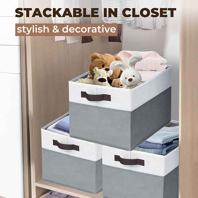 Criusia 6 Pack Clothes Bins for Organization - 16x12 Extra Large Storage Baskets for Shelves Closet Bedroom - Toy Storage Organizer Bins Boxes Cubes for Nursery - RV Apartment Essentials