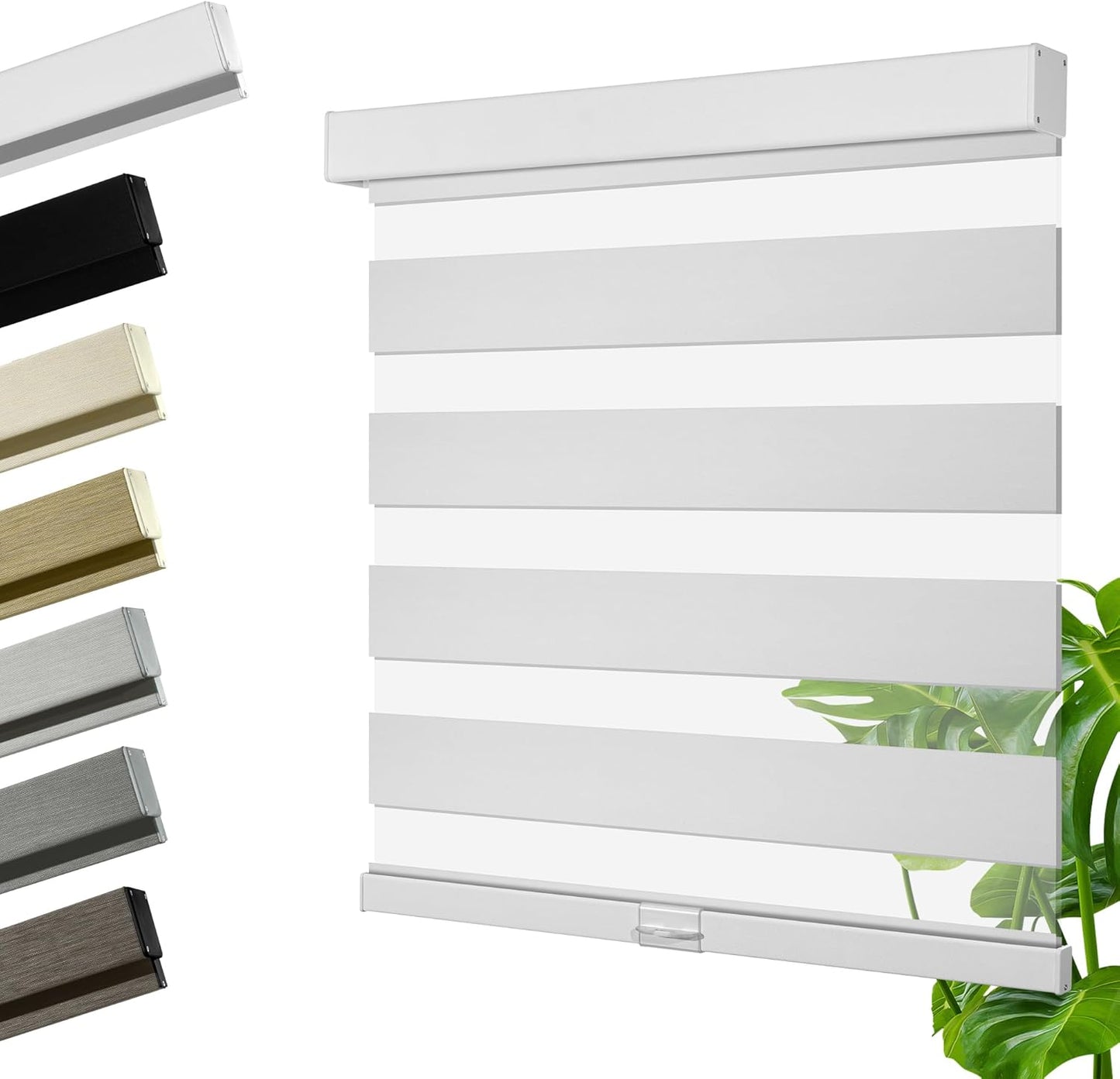 Cordless Zebra Blinds for Windows, Blackout Interior Blinds,Easy to Install,UV Protection,for Offices and Home,Custom Roller Shades, Solid White, 84" W x 36" H