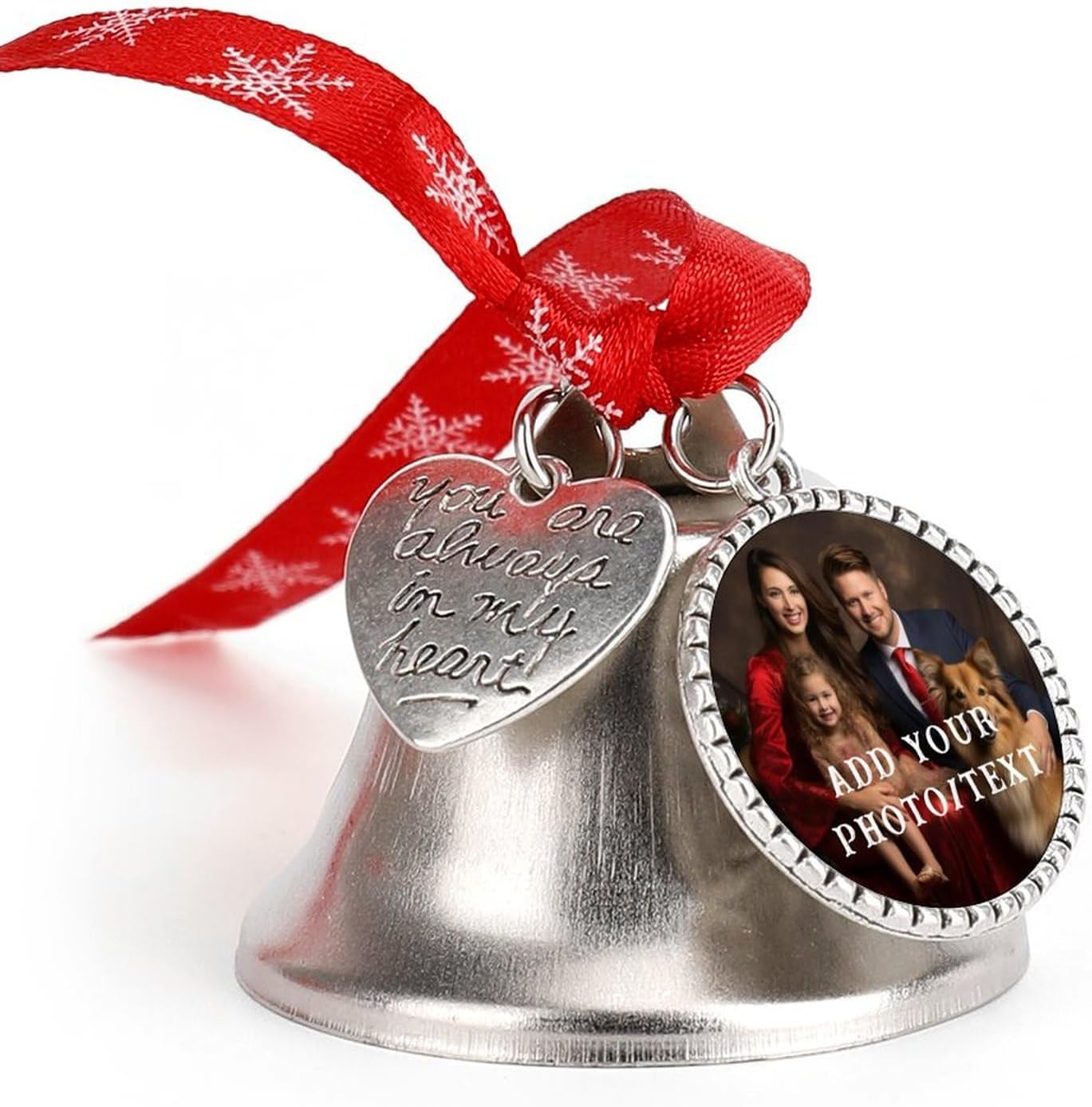 Personalized Christmas Ornaments - Custom Picture & Text Ornaments for Christmas 2024, Baby's 1st Christmas Ornament with Picture for Xmas Tree Custom Gifts for Family, Mom, Dad, Friend (Bell)