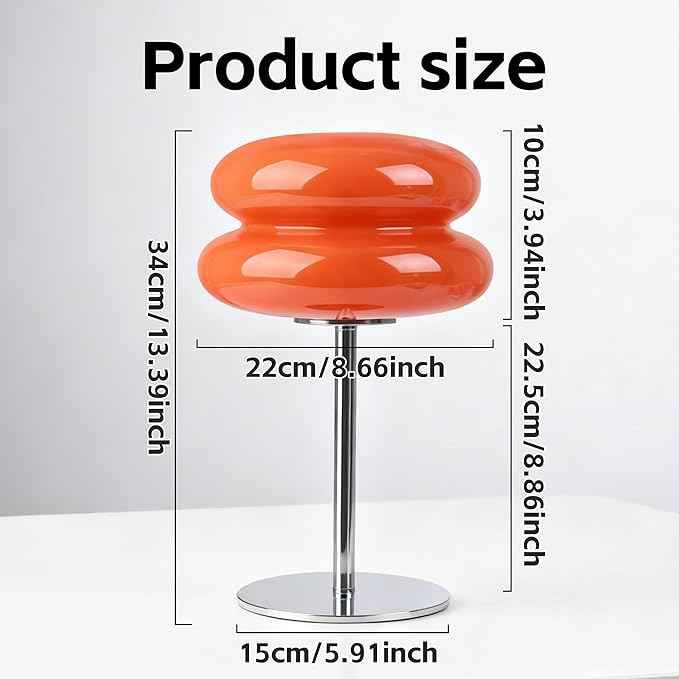Bedroom Mushroom lamp, Medieval Modern Bedside Table lamp, dimmable Retro Egg Tart Headlight, Unique Home Mushroom Decoration Aesthetic Lovely Living Room Desk lamp (Orange)