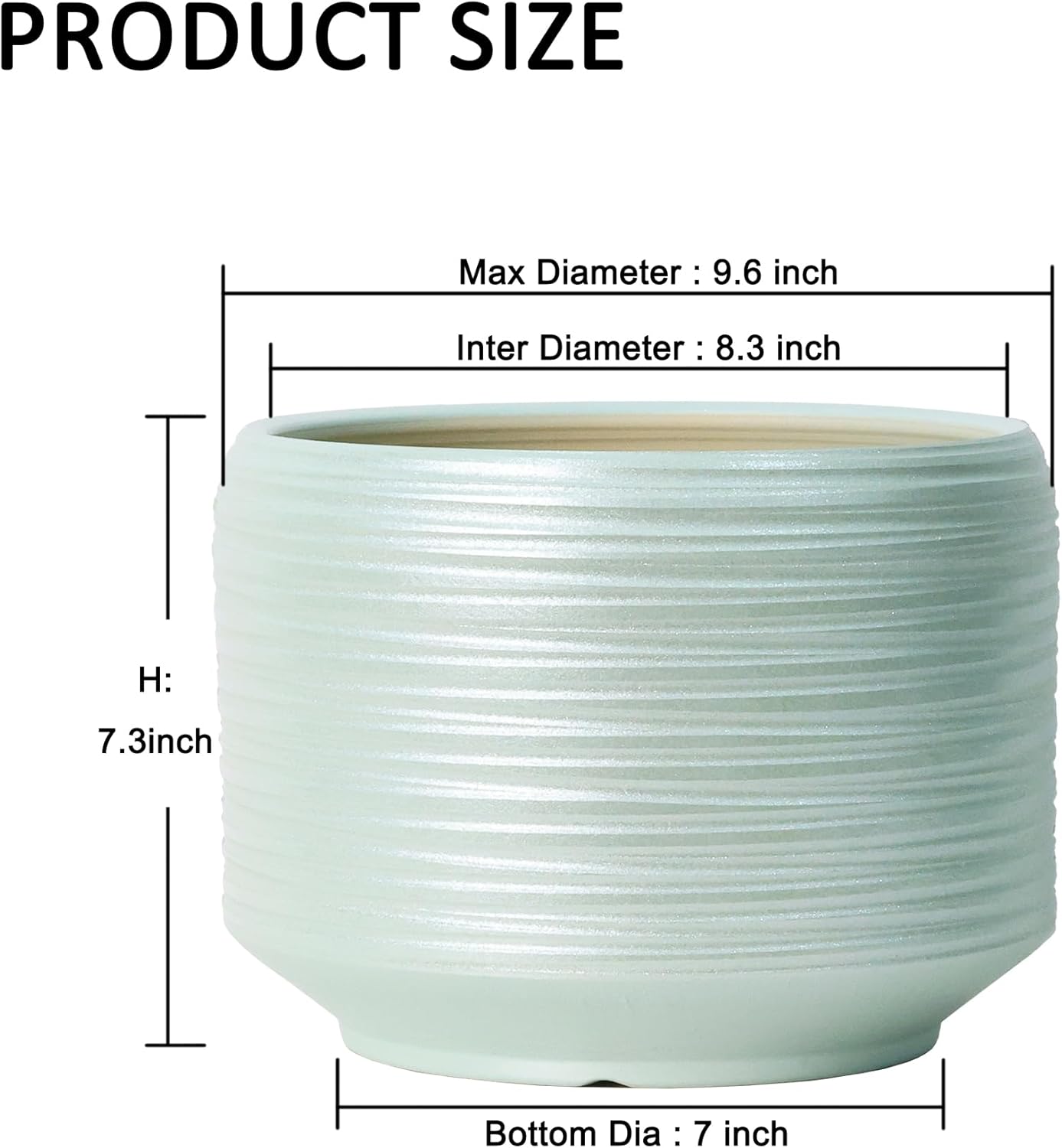 10 Inch Ceramic Plant Pot with Drainage – Large Flower Pot for Indoor Outdoor Plants, Modern Decorative Planter for Patio, Balcony, Garden, or Home Decor