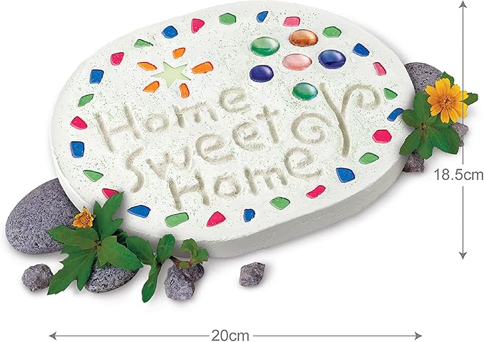 4M: Make Your Garden: Stepping Stone - DIY Ceramic Yard Decor Kit, All-in-1 Art & Craft Set, 7.5" Mold, Decorate W/Beads-Glitter-Stones, Kids Ages 8+