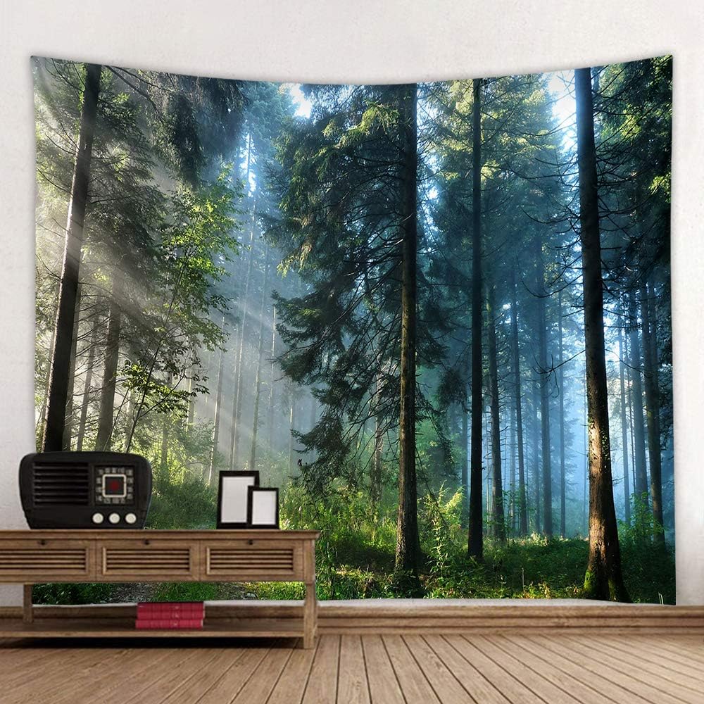 Llamazing Forest Tapestry - Magic Tapestry Curtain for Living Room & Bedroom (Morning Forest, 90.5''L70.8''W) XL