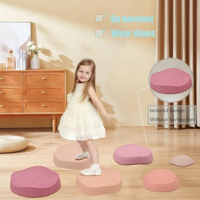 Fanboxk Stepping Stones for Kids,Non-Slip Toddler Sensory Stepping Stones for Promoting Toddler Balance Coordination Skills,Obstacle Courses Sensory Toys Outdoor or Indoor Play for Kids Age 3-8