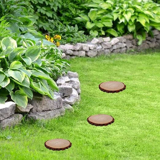 Mipcase Wooden Garden Stepping Stones Outdoor for Walkway Decorative Wood Pathway Stones for DIY Garden Projects and Pathmaker
