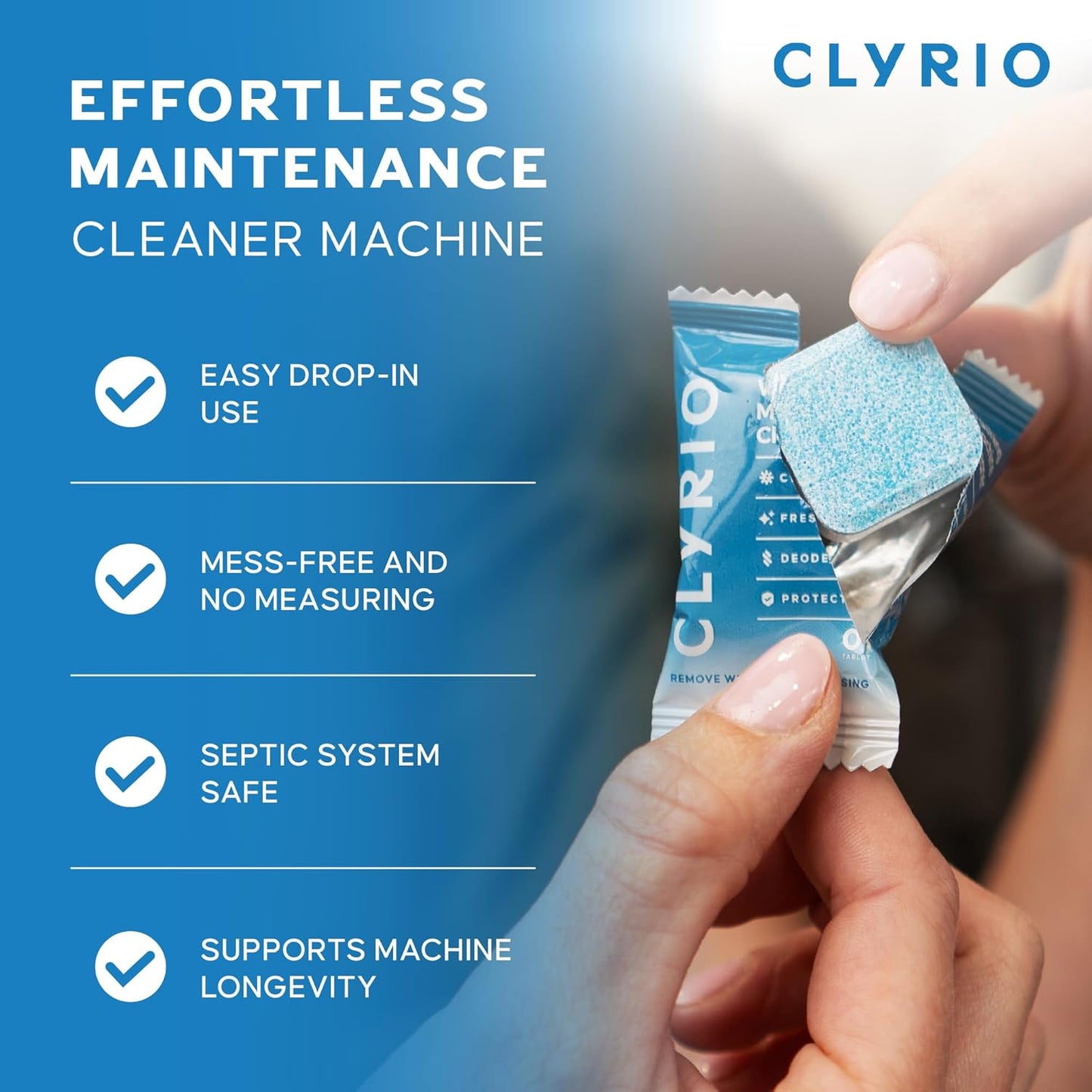 Clyrio Washing Machine Cleaner, 1-Year Supply of Washing Machine Cleaning Tablets, Great for Freshening Top and Front Loaders, 24 Concentrated Tablets