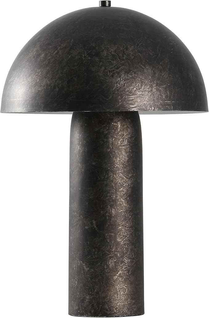 SAFAVIEH Lighting Collection Industrial Kenny Antique Black 21-inch Mushroom Table Lamp for Bedroom, Living Room, Home Office, Desk, Nightstand (LED Bulb Included)