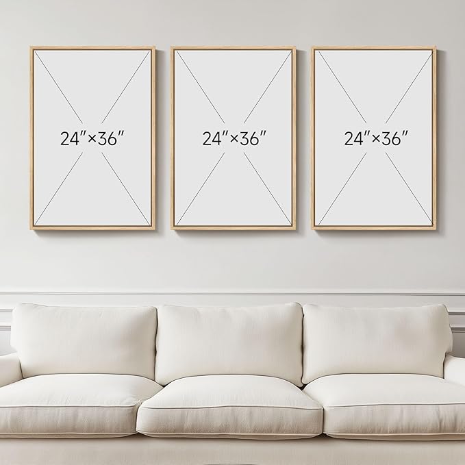 Large 3D Textured Framed Boho Neutral Abstract Wall Art for Living Room, 3 Piece Modern Paintings Artwork for Walls, Black White Brown Minimalist Geometric Pictures for Hallway Office Wall Decor 24x36 In