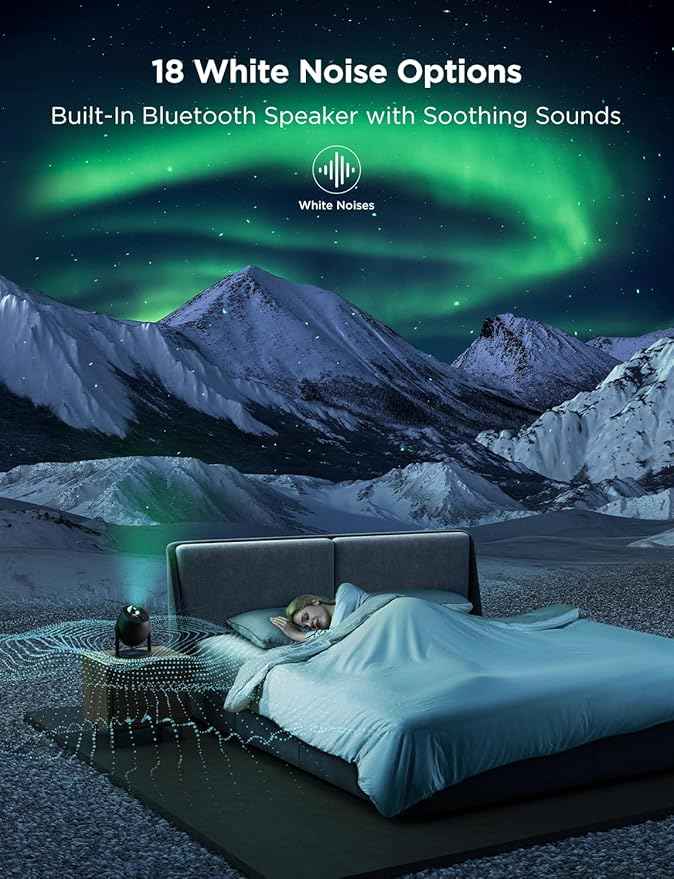 Govee Star Light Projector with 3 Aurora Flowing Effects, Works with Matter, Alexa and Google Assistant, 52 Scene Modes, 18 White Noise Options, LED Night Light Projector for Bedroom, Without Plug