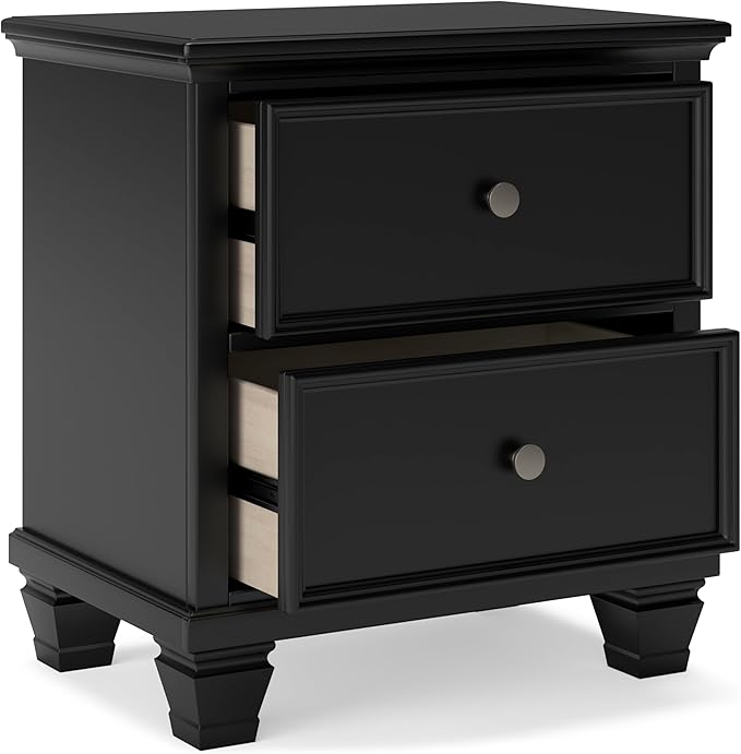 Signature Design by Ashley Lanolee Classic 2 Drawer Nightstand for Bedroom, 26.75" Tall, Black