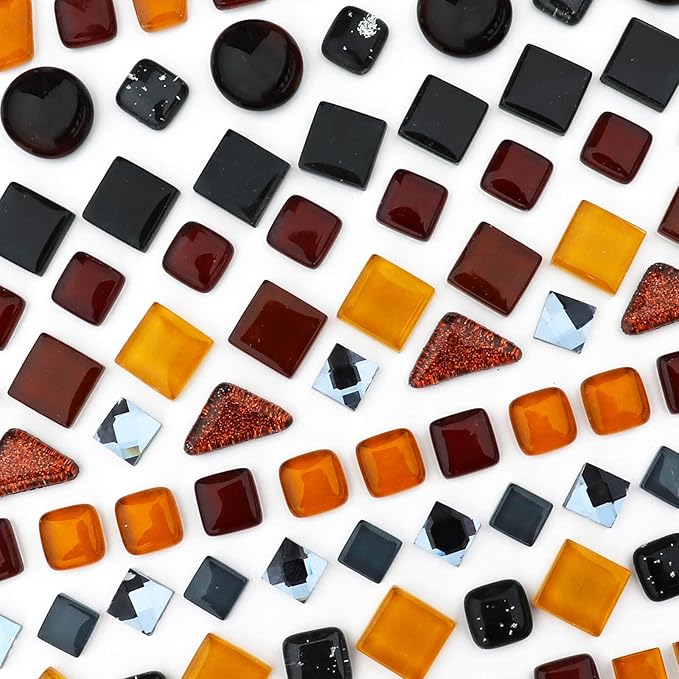 LITMIND Assorted Black Irregular Crystal Mosaic Tiles, 9oz Value Pack - Perfect for Art Crafts, Mosaic Making Projects, Home Decor, and More