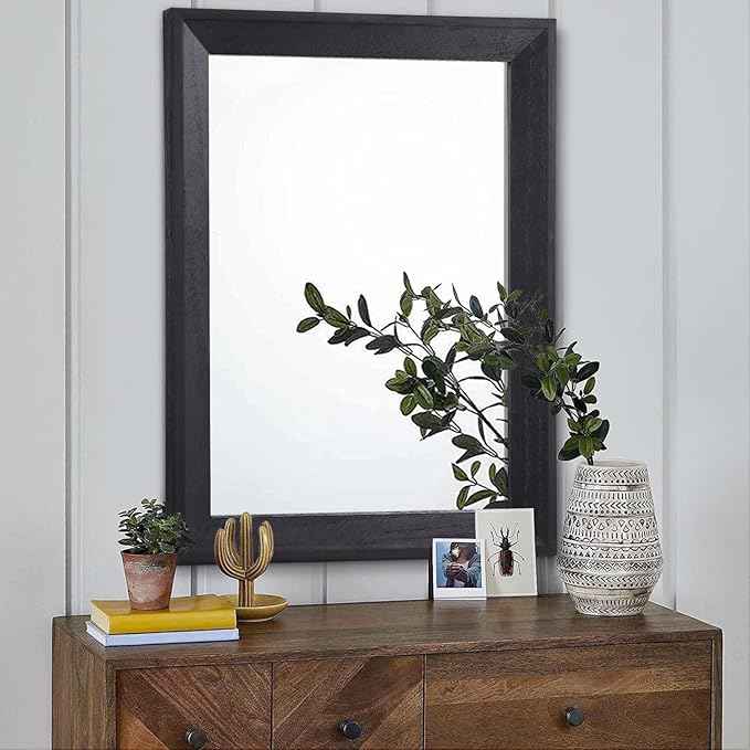 AAZZKANG Black Mirrors for Wall Rectangle Wood Framed Large 28"x20" Decorative Wall Mirror for Bedroom Bathroom Living Room Dressing Room Entryway