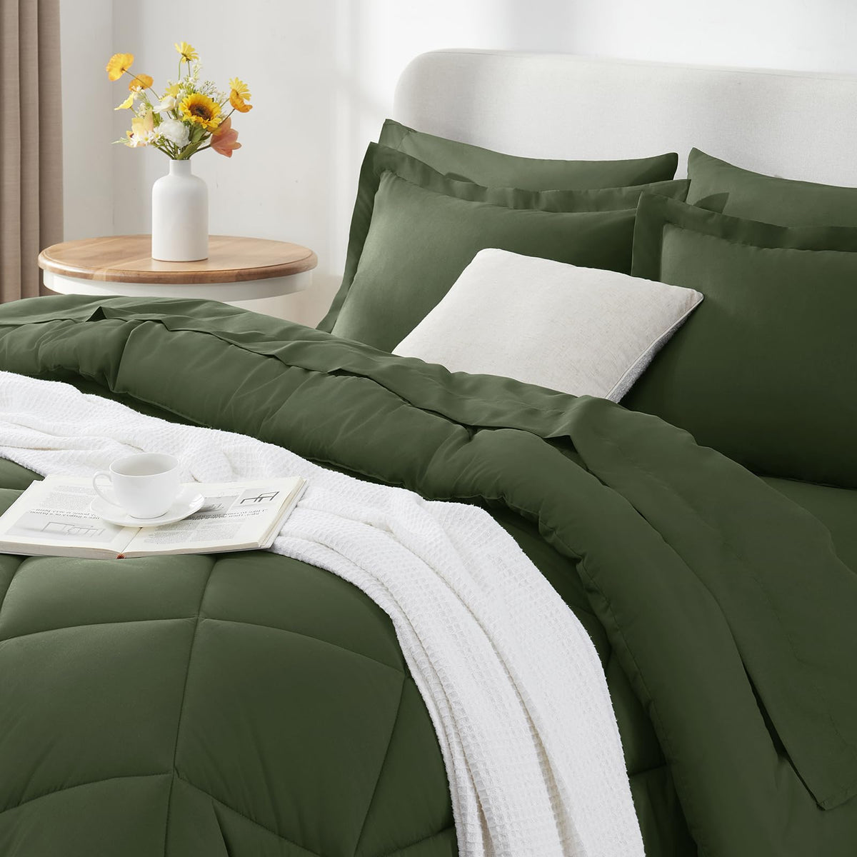 Queen Comforter Set Olive Green