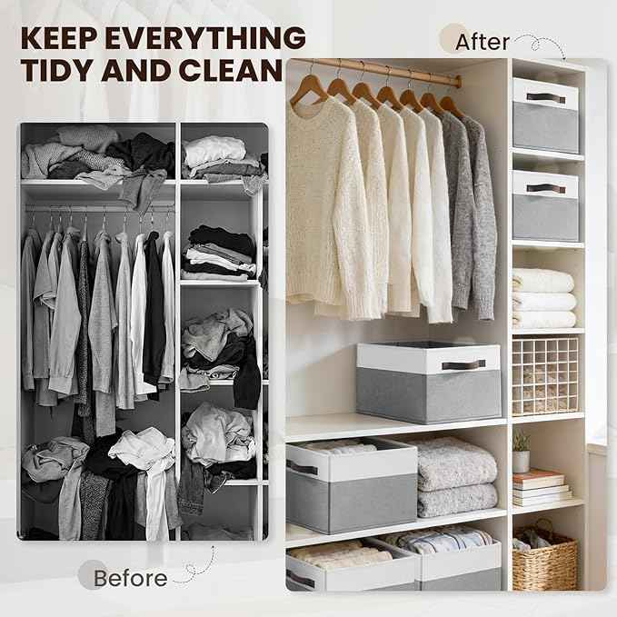 Criusia Large Storage Baskets 8 Pack Versatile Fabric Storage Bins for Closet Cabinet Wardrobe Nursery Pantry | Nursery Organizer Bins for Baby Diaper Toys Clothes | Housewarming Mothers Day Gift