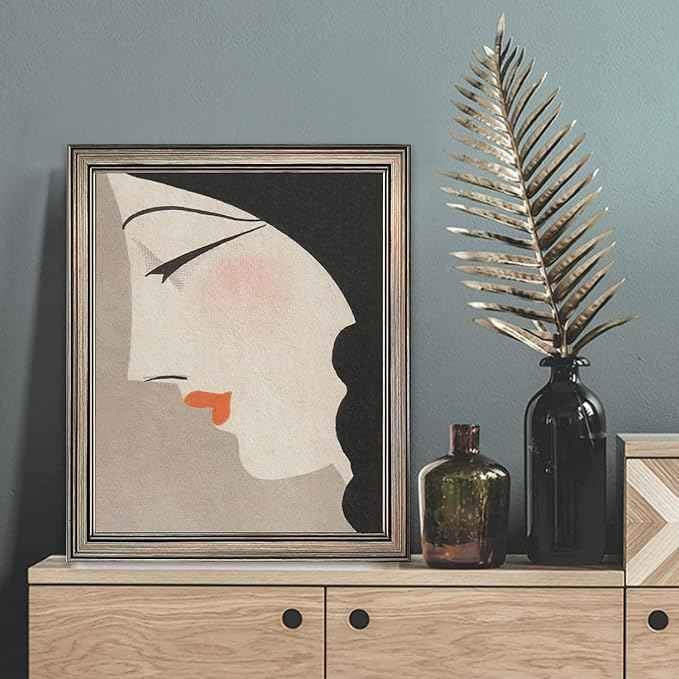 Framed Vintage Japanese Wall Decor Woman Portrait Oil Painting Asian Wall Art Home Decor Girl Room Decor