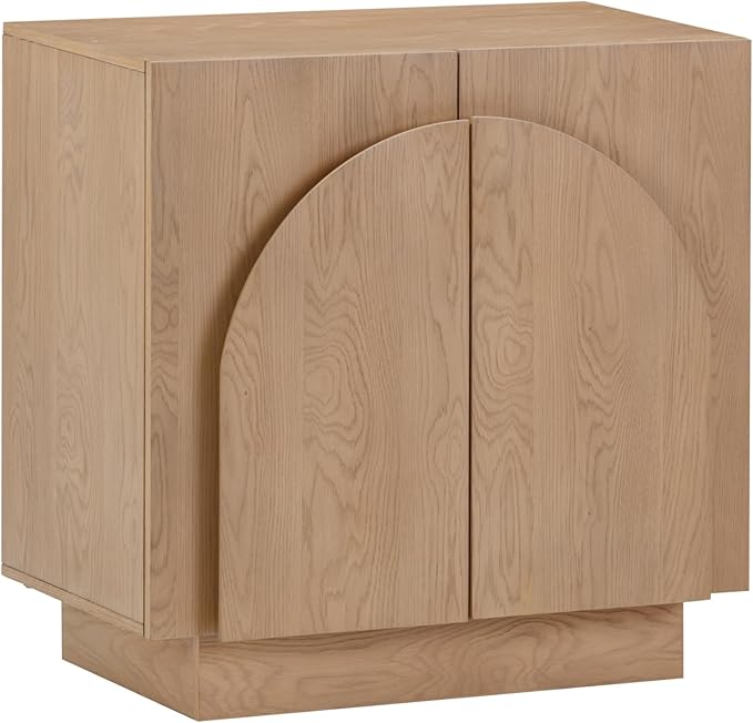 Nathan James Iris Mid-Century Modern Credenza, Brown Sideboard Buffet, Living Room Wood Storage Cabinet with Arched Cabinet Doors, Raw Oak