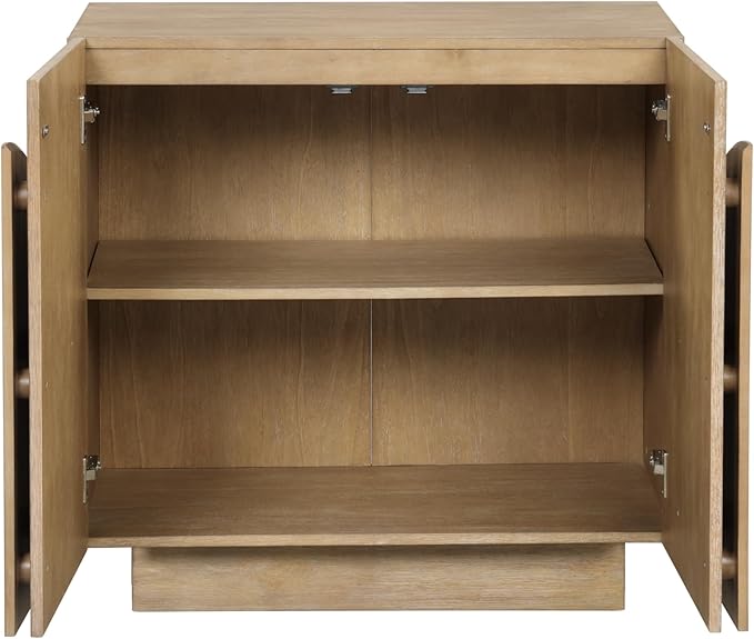 Nathan James Iris Sideboard and Bookcase Set, Mid-Century Modern Solid Wood Storage Unit with Arched Doors, 2 Cabinets and 2 Bookshelves with Cabinet, Light Brown