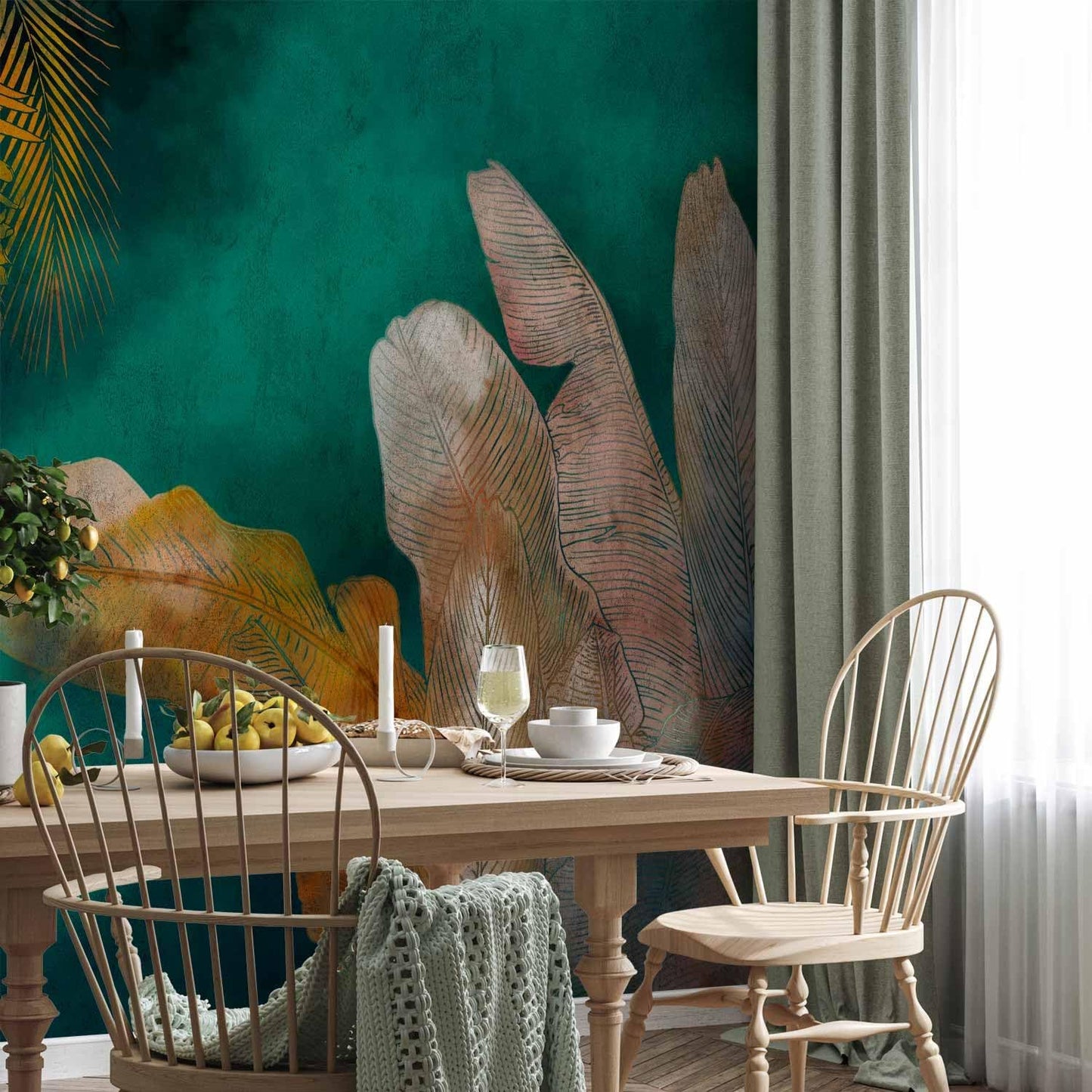 artgeist Wall Mural Jungle 177x124 in - XXL Non-Woven Wallpaper Fleece Wall Decor Photo Print Picture Image Design Leaves Green Yellow Nature b-A-0825-a-a