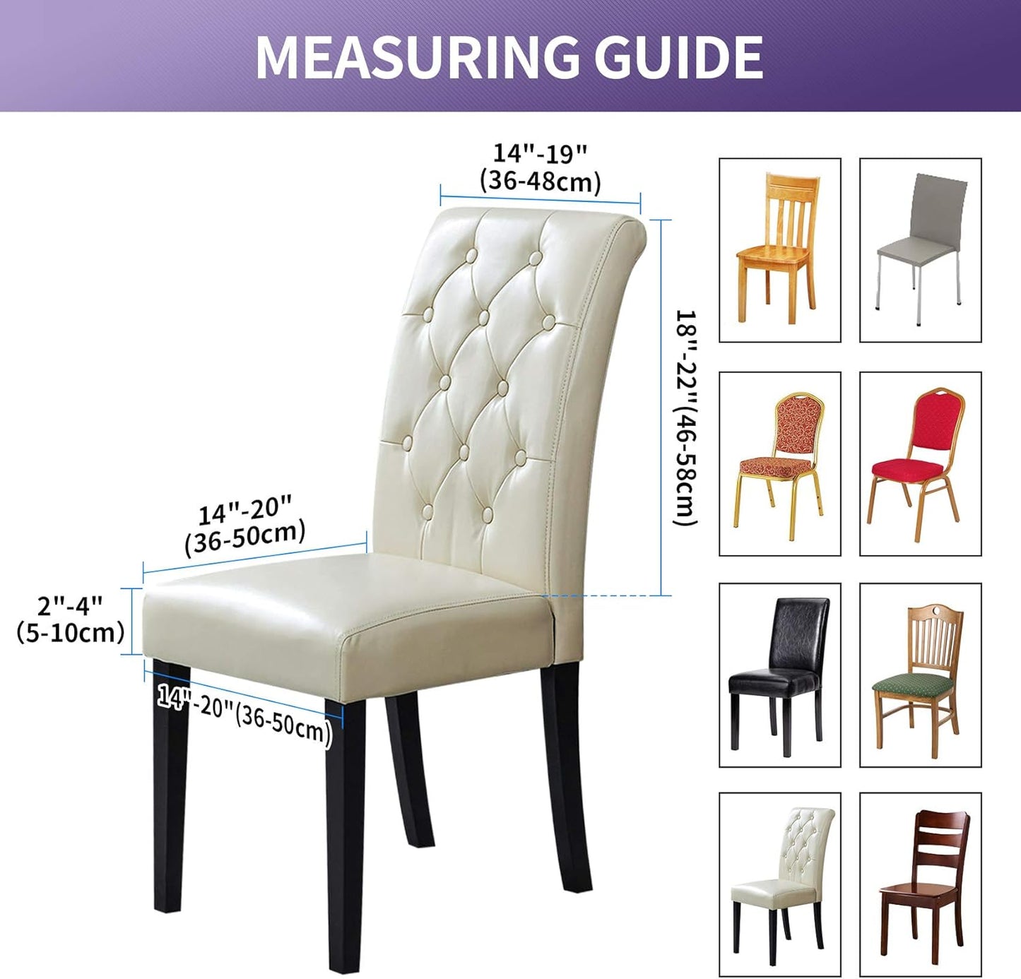 Joccun Chair Covers for Dining Room Set of 6, Dining Chair Slipcovers Stretch Dining Room Chair Covers Seat Protector,Washable Parsons Chair Cover for Home,Hotel,Banquet(Black,6 Pack)