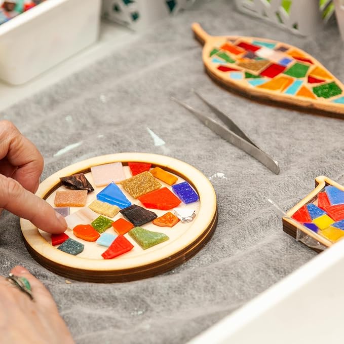 uxcell 500g/1.1LB Irregular Ceramics Mosaic Tiles, 1.3-2 cm Bulk Stained Ceramic Mosaic Pieces Stones Mosaic Kits for DIY Art Craft Projects Home Decor, Beige