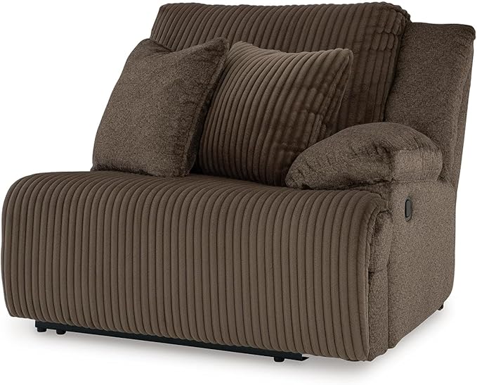 Signature Design by Ashley Top Tier Casual Manual Reclining Left-Arm Facing 3-Piece Sofa Chaise Sectional with 4 Accent Pillows, Dark Brown