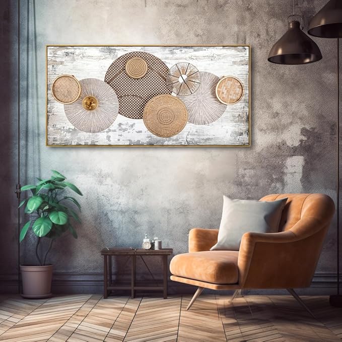 Wall Art Floral Rustic Wall Decor Yellow and White Canvas Painting Abstract Wall Art for Bedroom Living Room Dining Room Home Office Decor 20"x40" with Framed