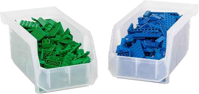 Plastic Containers for Organizing and Storage Bins for Closet, Kitchen, Office, Garage or Pantry Organization, Stackable Bins, Medium (11" x 5" x 5.5"), 8-Pack, Clear