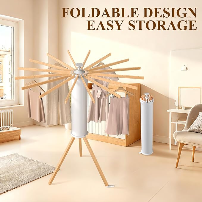 Tripod Clothes Drying Rack Foldable Drying Rack Clothing Portable Space Saving Laundry Drying Rack Ideal for Small Spaces Indoor Outdoor Use Adjustable Design Lightweight Durable Construction