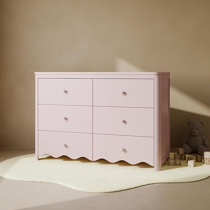 Storkcraft Casablanca 6 Drawer Dresser (Blush) – GREENGUARD Gold Certified, Nursery & Kids' Bedroom with Spacious Storage, Safety Interlocking Drawer System, Easy Assembly with Pre-Installed Tracks
