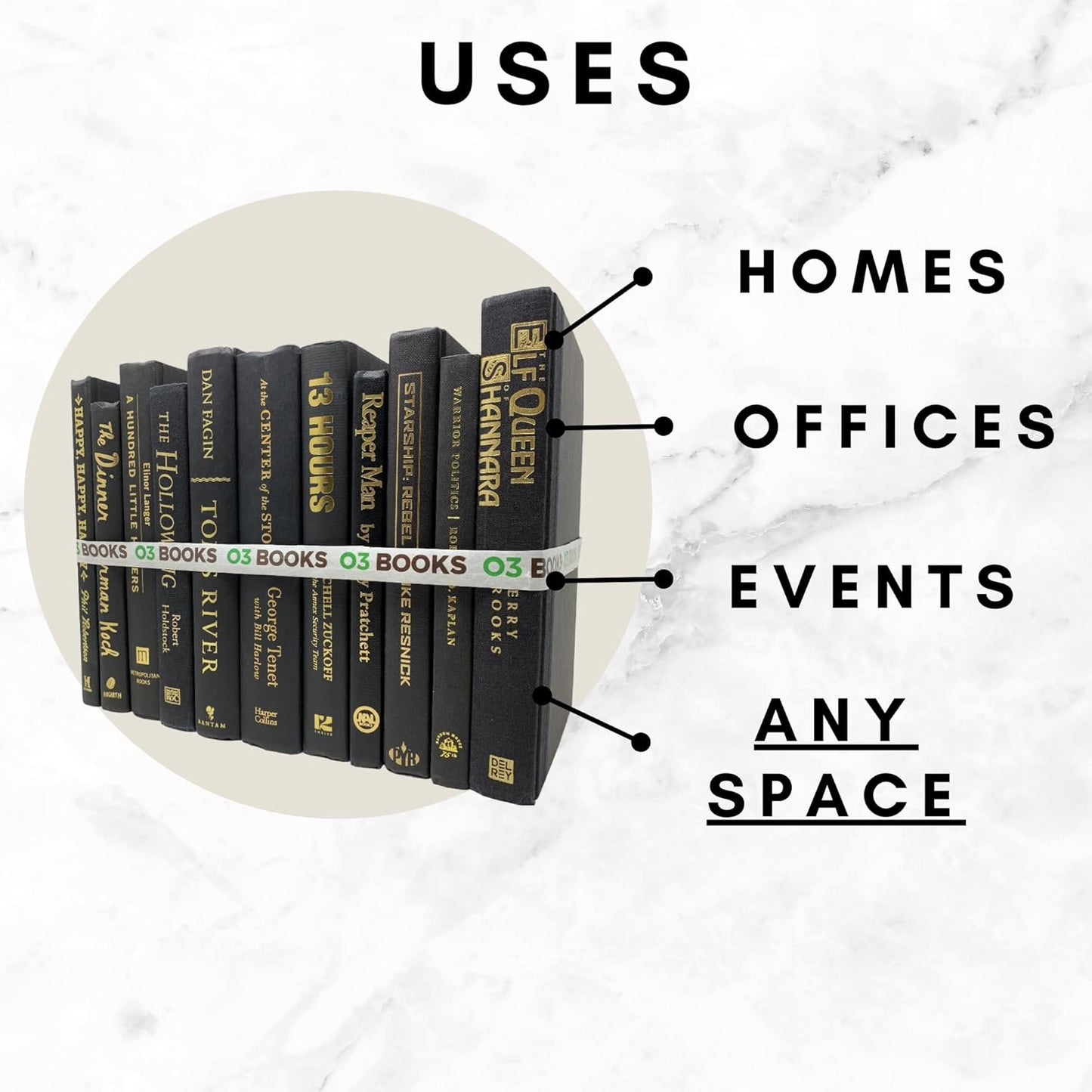 Curated Decorative Books Hardcover Décor Books for Home Décor, Choose Color, Interior Design, Office, Wedding Display, Instant Library, or Staging (Green, One Foot)