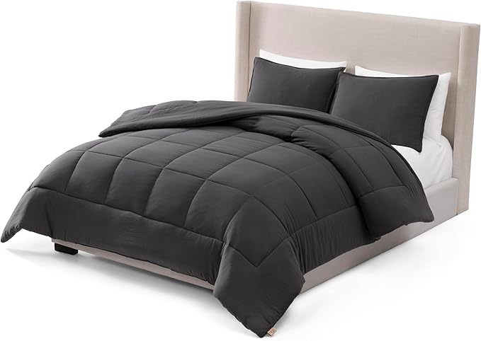 UGG Leonora Comforter Set with 2 Pillow Shams Lightweight Down Alternative Blanket Reversible Cozy Warm All Season Washable and Hypoallergenic Bedding Set, Full/Queen, Charcoal Grey