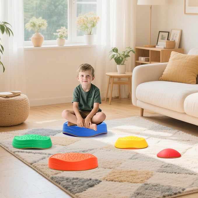 Fanboxk Stepping Stones for Kids,Non-Slip Toddler Sensory Stepping Stones for Promoting Toddler Balance Coordination Skills,Obstacle Courses Sensory Toys Outdoor or Indoor Play for Kids Age 3-8