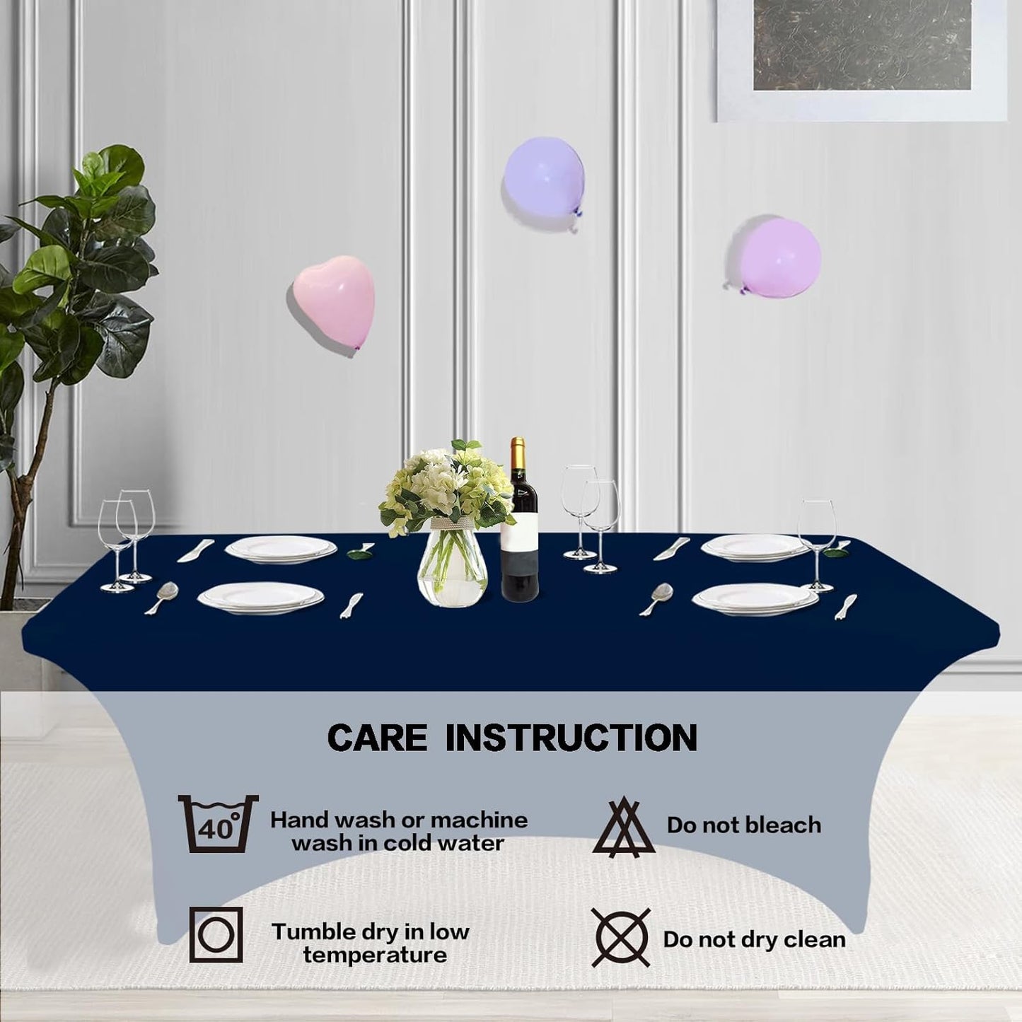 IVAPUPU 6FT Table Cloth for Rectangular Fitted Events Stretch Jean Blue Table Covers Washable Cover Spandex Tablecloth Protector for Party, Wedding, Cocktail, Banquet, Festival