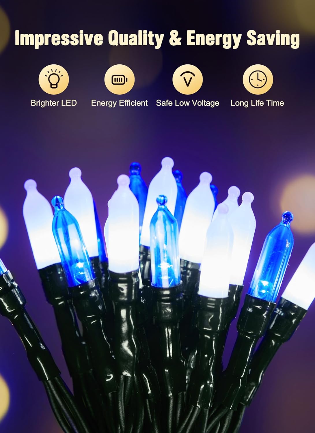 Battery Operated Christmas String Lights, 8ft 20 LED Mini Lights with Timer, Christmas Tree Lights for Indoor Outdoor Bedroom Wedding Party Holiday Xmas Decoration，Blue & White