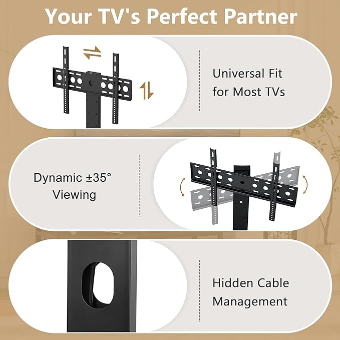 VECELO TV Stand with Mount and Power Outlets, Entertainment Center for 60/65/70/75/80 inch TVs, Height Adjustable Media Console with Storage Shelves, for Living Room, Bedroom, Rustic Brown