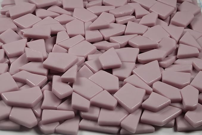 Irregular Glass Mosaic Tiles Bulk 500g Glossy and Iridescent Mosaic Glass Tiles for DIY Projects and Arts and Crafts Solid Colors and Mixes (Glossy Light Pink)