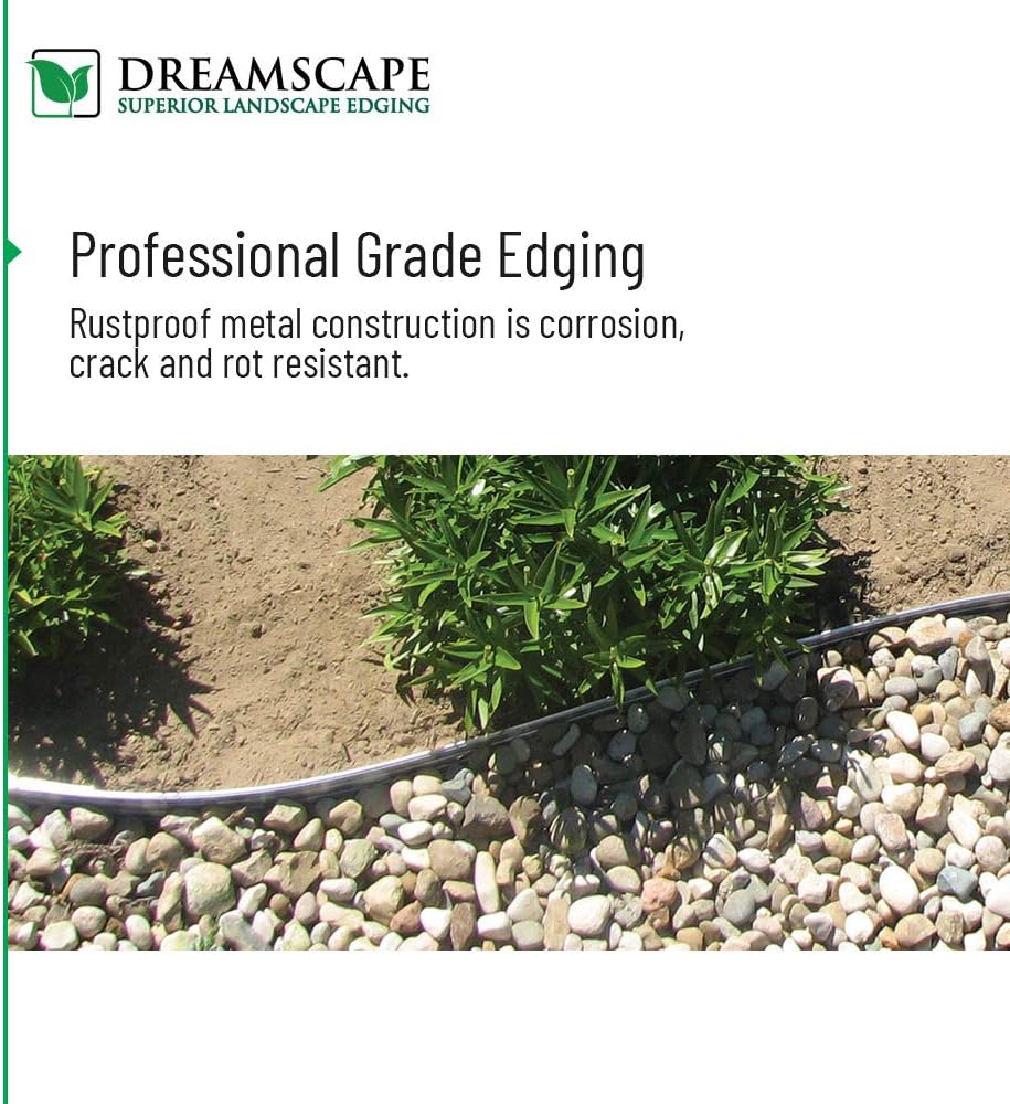 Dreamscape E-Z Edge Aluminum Landscape Edging - 4 Strips, 6ft Each (24ft Total), Bronze Painted - Professional Quality Landscaping Border, Metal Divider for Lawn, Garden, Flowerbed