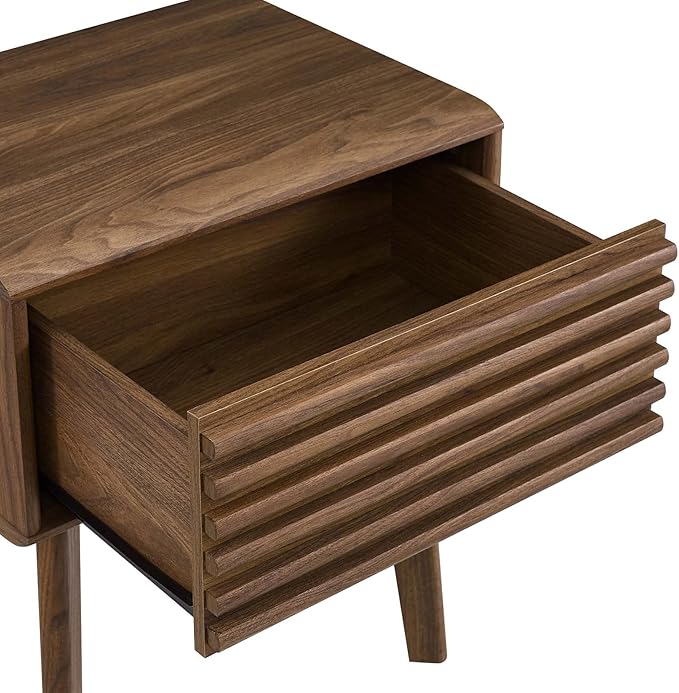 Modway Render Mid-Century Modern End Table or Nightstand in Walnut