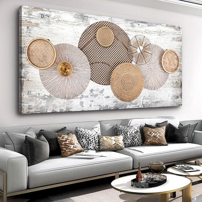 Wall Art Floral Rustic Wall Decor Yellow and White Canvas Painting Abstract Wall Art for Bedroom Living Room Dining Room Home Office Decor 71"x36" with Framed