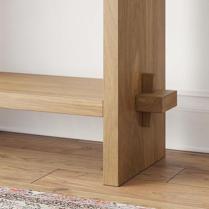 Nathan James Virgo Wood Accent Storage Console Sofa Table, for Entryway, Hallway or Living Room, Light Brown - Set of 2