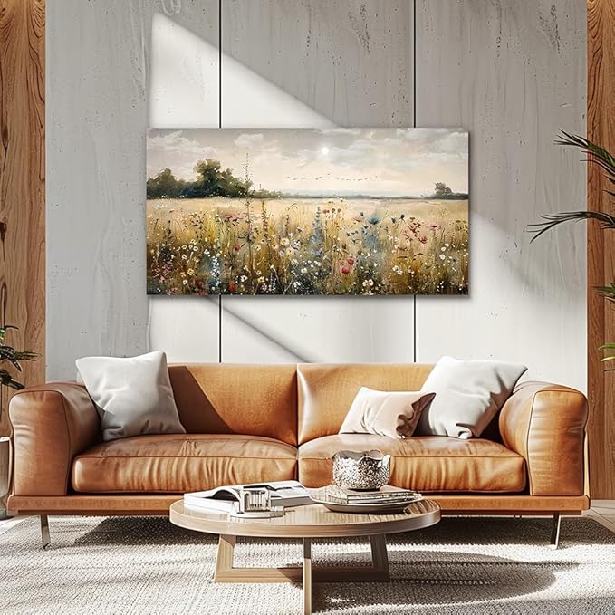 Wapluam Framed Wall Decor For Living Room Canvas Prints Wall Art Bedroom Office Decoration Vintage Abstract Painting Rural Natural Landscape Artworks Pictures Ready To Hang Farmhouse Home Decor