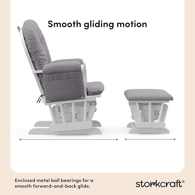 Storkcraft Premium Hoop Glider & Ottoman (Espresso/Gray Swirl) — GREENGUARD Gold Certified Nursery Glider, Solid Wood Craftsmanship, Smooth-Gliding Nursery Chair and Ottoman, Award-Winning