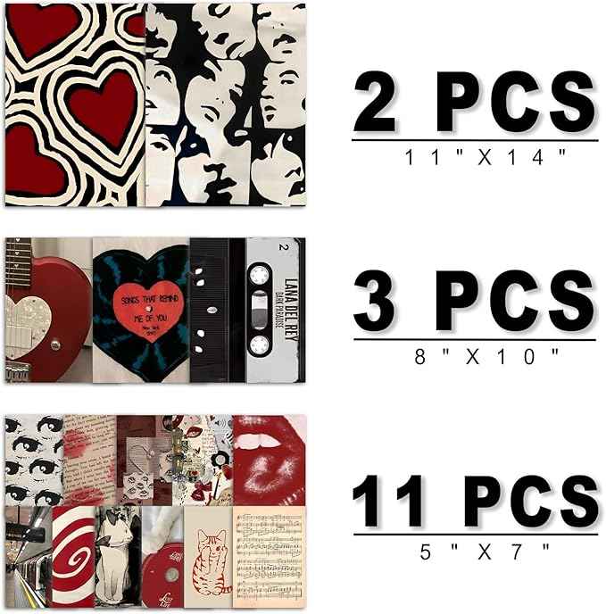 16 PCS Downtown Girl Room Decor, Y2k Wall Art Prints for Bedroom, Coquette Posters for Room Aesthetic, Wall Collage Kit Pictures for Living Room, Vintage Dorm Gallery Home Decor
