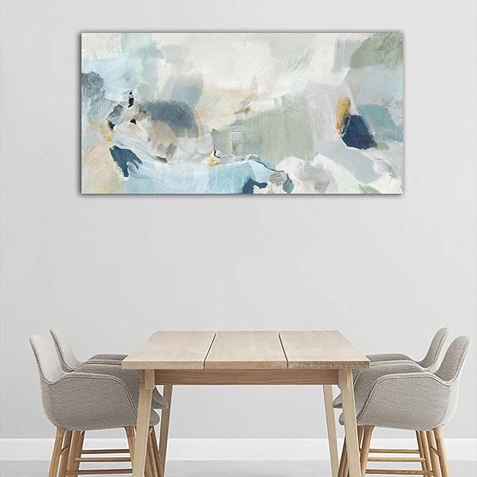 arteWOODS Abstract Canvas Wall Art Teal Abstract Pictures Canvas Painting Modern Bluish Green Canvas Prints Turquoise Artwork Wall Decor for Living Room Bedroom Home Office Wall Decoration 29" x 58"